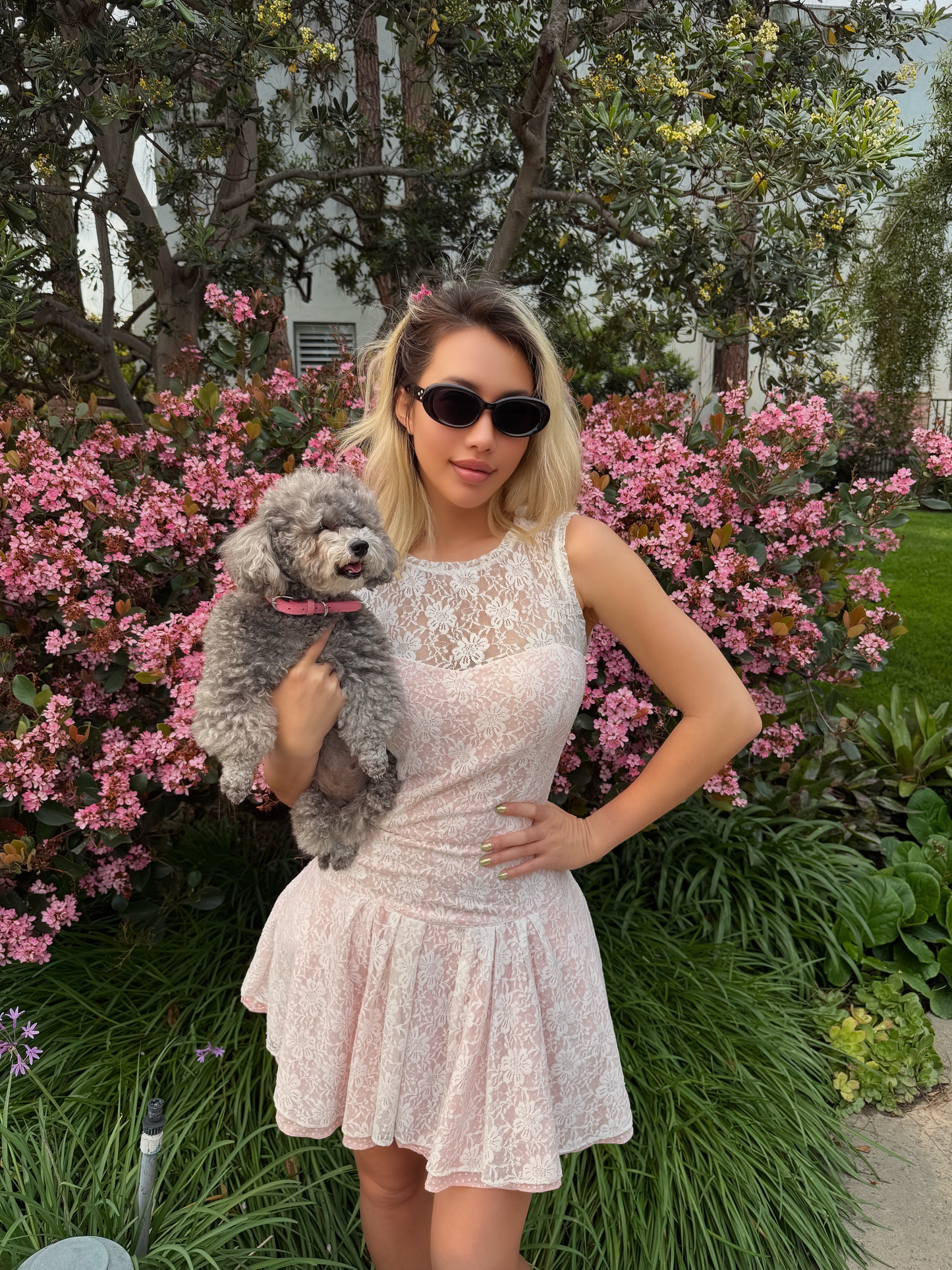 Huntington Gardens Lace Pleated Dress