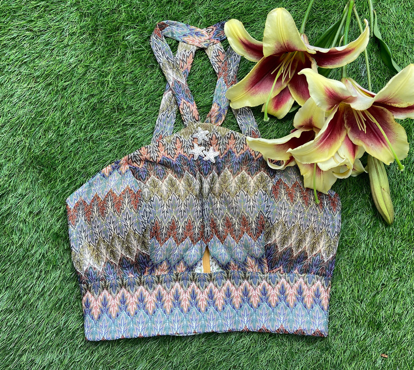 Palm Desert Holiday Halter Top (Earth Multi)