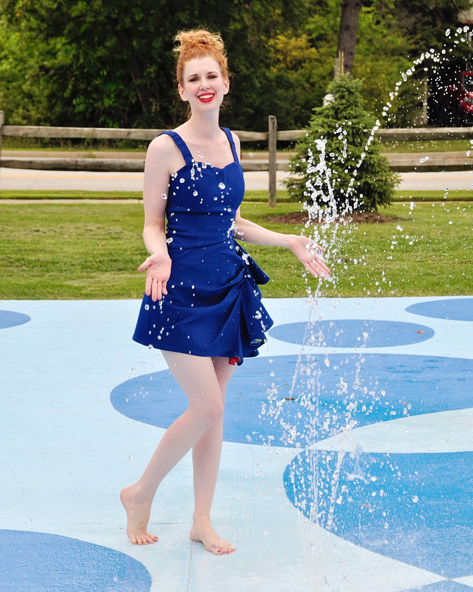 blue flounce dress Marina Rinaldi | Woman - Cotton flounce dress - Light Blue