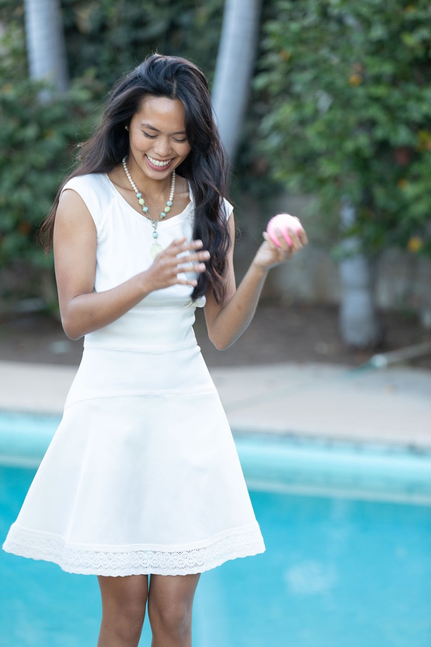 Anywear Sports Fit-And-Flare Dress (White Sateen) S / White Sateen Anywear Sports Fit-And-Flare Dress (White Sateen) S / White Sateen